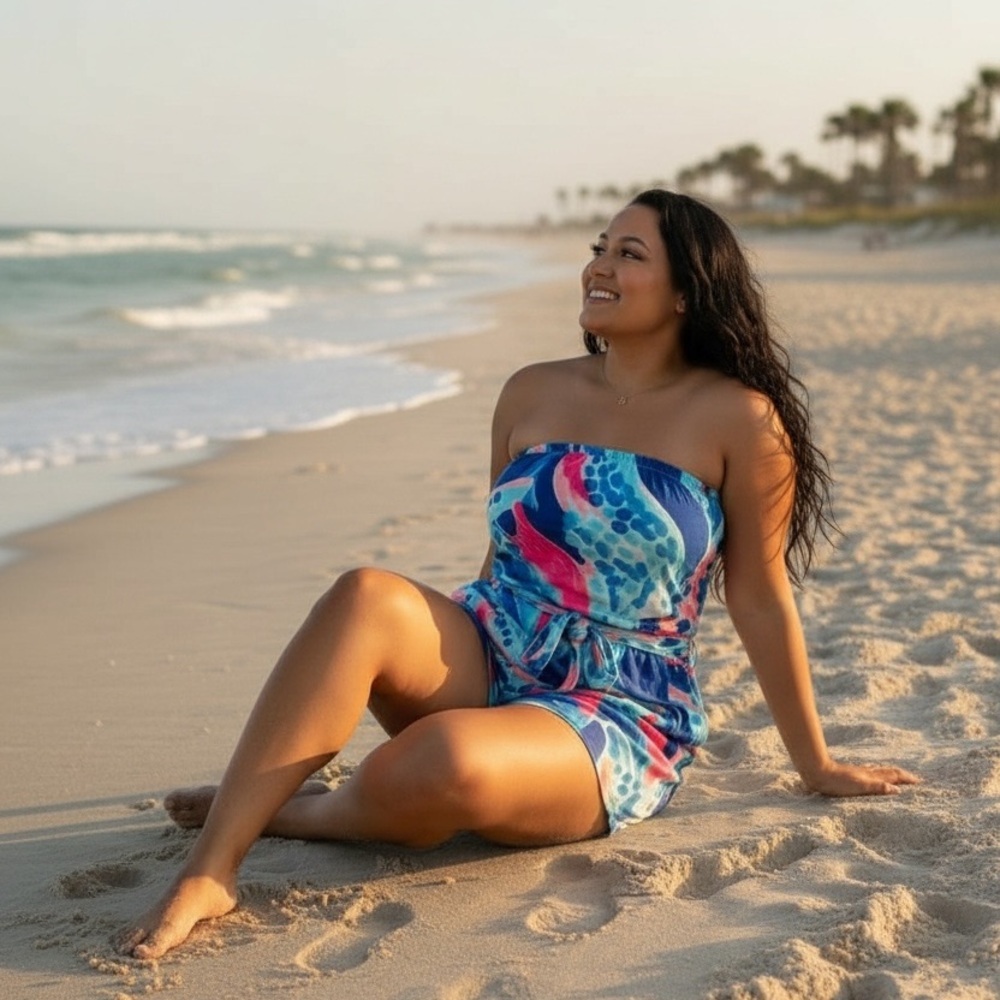 Lilly Pulitzer Strapless Romper Multi Jewels of the Ocean" print. EUC​